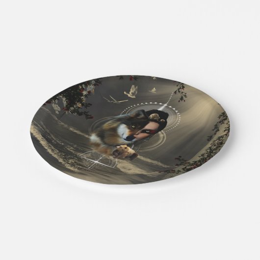 Assiettes En Carton Loup génial avec fée (Angle)