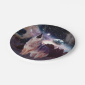 Assiettes En Carton Loup hurlant dans l'univers (Angle)