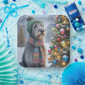 Assiettes En Carton Loup irlandais de Noël avec arbre (Fête)