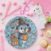Assiettes En Carton Loup mignon avec bonbon Éffrayant pour Halloween (Fête)