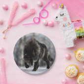 Assiettes En Carton Loup noir en colère (Fête)