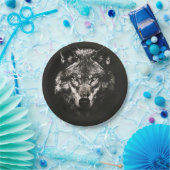 Assiettes En Carton Loup sauvage monochrome majestueux (Fête)