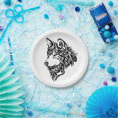 Assiettes En Carton Loup tribal (Fête)