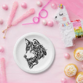 Assiettes En Carton Loup tribal (Fête)