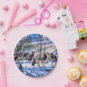 Assiettes En Carton Loups gris peint (Fête)