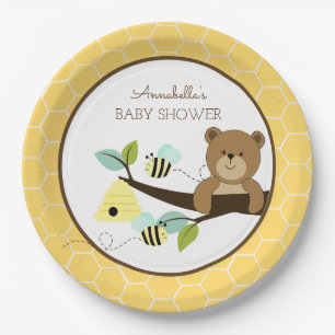 Assiettes En Carton L'ours de miel et gaffent le plat de baby shower