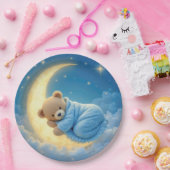 Assiettes En Carton L'ours en peluche dort sur la lune (Fête)