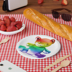 Assiettes En Carton L'ours en peluche en métal brossé de SlipperyJoe à