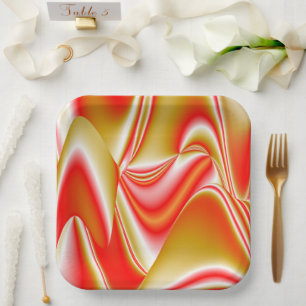 Assiettes En Carton Love and Gold Abstrait 3D Rainbowart