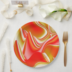 Assiettes En Carton Love and Gold Abstrait 3D Rainbowart