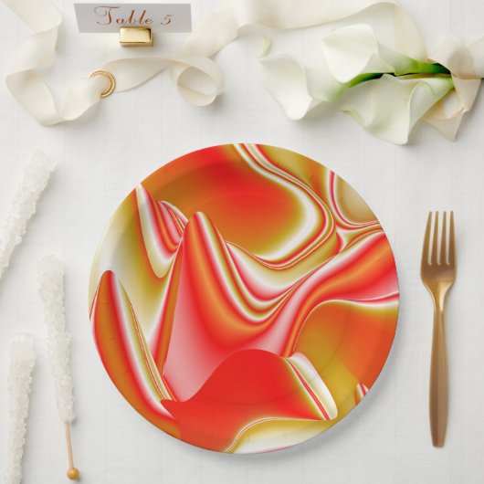 Assiettes En Carton Love and Gold Abstrait 3D Rainbowart (Mariage)