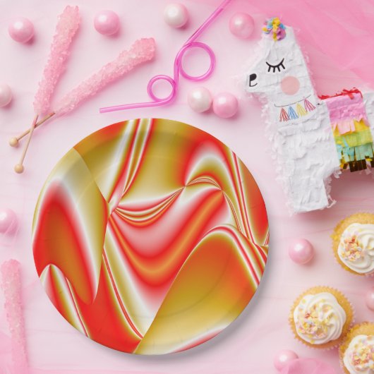 Assiettes En Carton Love and Gold Abstrait 3D Rainbowart (Fête)