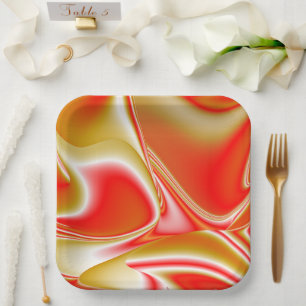 Assiettes En Carton Love and Gold Abstrait 3D Rainbowart
