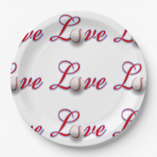 Assiettes En Carton Love Baseball Pour L'Amour Du Jeu (Devant)