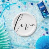 Assiettes En Carton LOVE Black White Typographie moderne Mariage (Fête)