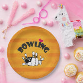 Assiettes En Carton Love Bowling - B&W Bowling Pins and Ball (Fête)