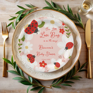 Assiettes En Carton Love bug mignon baby shower ladybug monogrammed