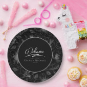 Assiettes En Carton Love Calligraphie Mariage Motif Floral Wht ID940 (Fête)