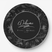 Assiettes En Carton Love Calligraphie Mariage Motif Floral Wht ID940 (Devant)