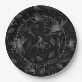 Assiettes En Carton Love Calligraphy Floral avec nom Bordure Wht ID940 (Devant)