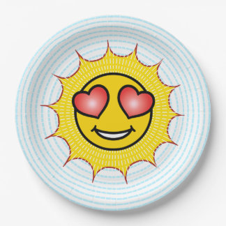 Assiettes En Carton Love Emoji Sun