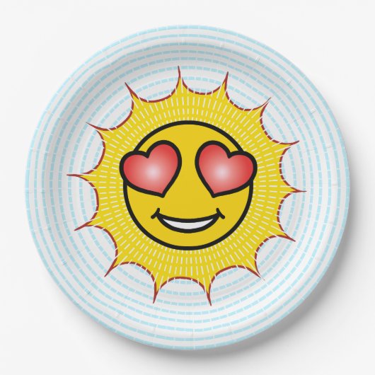 Assiettes En Carton Love Emoji Sun (Devant)