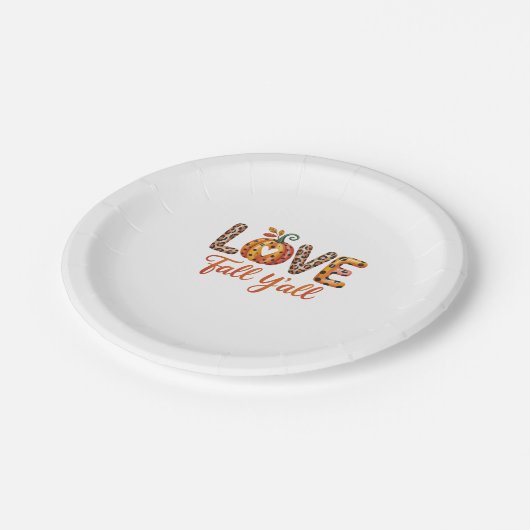 Assiettes En Carton Love Fall Y'all Fall (Angle)
