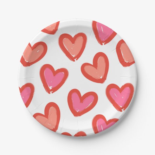 Assiettes En Carton Love Hearts Saint Valentin (Devant)