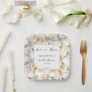 Assiettes En Carton Love In Bloom Florals Bordure Nom Fête des mariées