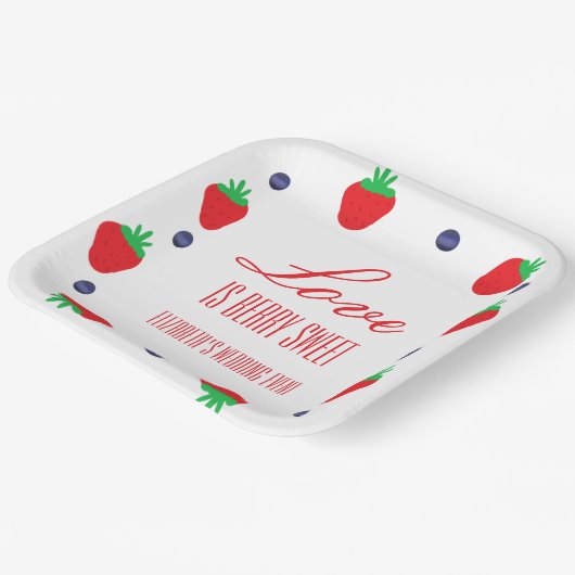 Assiettes En Carton Love Is Berry Sweet Fruit Mariage (Angulaire)