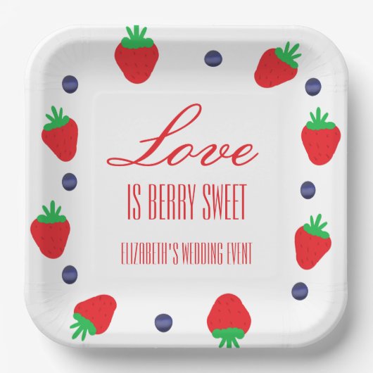 Assiettes En Carton Love Is Berry Sweet Fruit Mariage (Recto)
