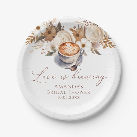 Assiettes En Carton Love Is Brewing Coffee Bridal Shower (Devant)