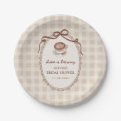 Assiettes En Carton Love is Brewing Gingham Coffee Bridal Shower (Devant)