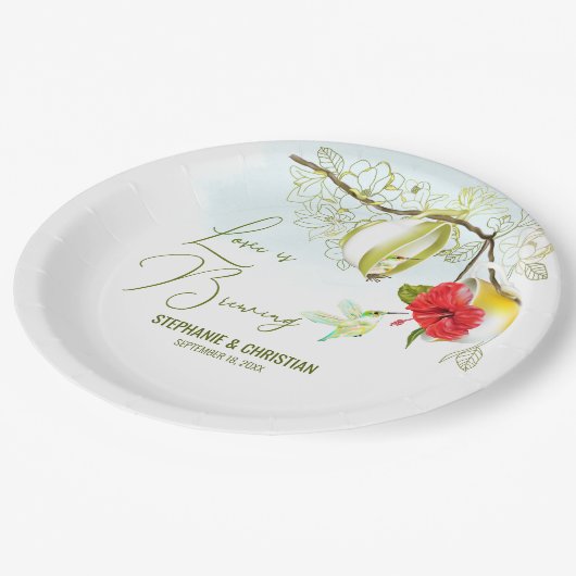 Assiettes En Carton Love Is Brewing Hummingbird Tea Party (Angle)