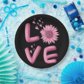 Assiettes En Carton Love Pink Tournesol Round (Fête)