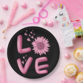 Assiettes En Carton Love Pink Tournesol Round (Fête)