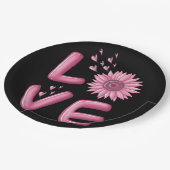 Assiettes En Carton Love Pink Tournesol Round (Angle)