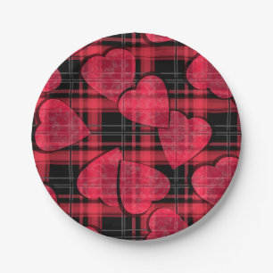 Assiettes En Carton Love plaid