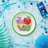 Assiettes En Carton Love School Enseignant Étudiant Dessiner des crayo (Fête)