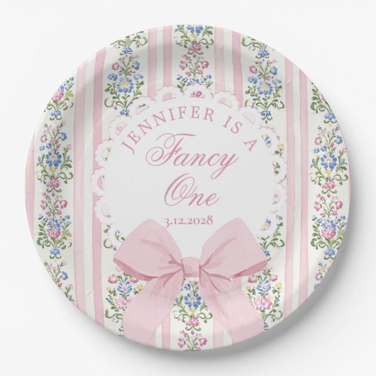Assiettes En Carton Love Shack Fancy One Coquette Bow 1er Anniversaire (Devant)