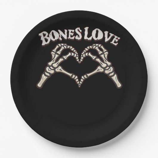 Assiettes En Carton Love Skeleton Hand Classic (Devant)