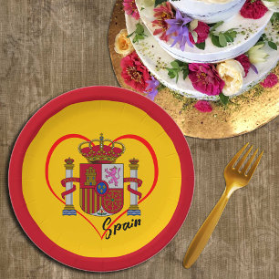 Assiettes En Carton Love Spain party, drapeau patriotique espagnol, Co