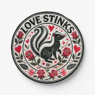 Assiettes En Carton Love Stinks Skunks Saint-Valentin
