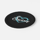 Assiettes En Carton Love Swim Team Heart Lover Blue Swimmer (Angle)