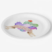 Assiettes En Carton Love Watercolor Cactus (Angle)
