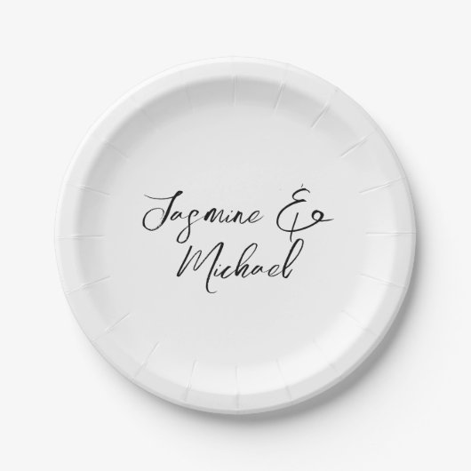 Assiettes En Carton Lovely Chic Calligraphie Noms Mariages (Devant)