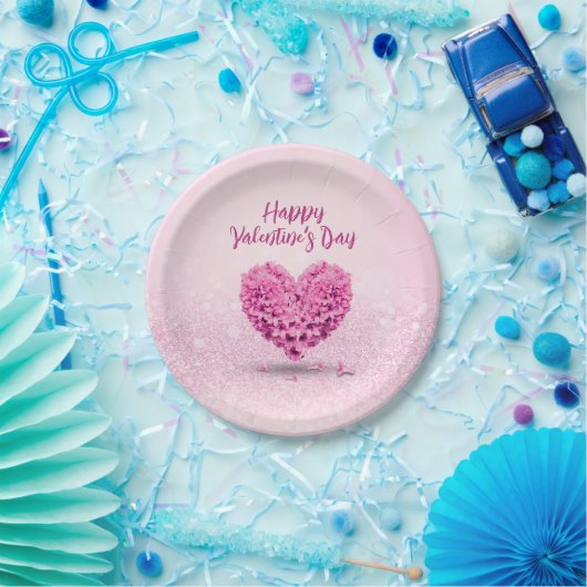 Assiettes En Carton Lovely Heart Heureuse Sainte-Valentin rose Hyacint (Fête)