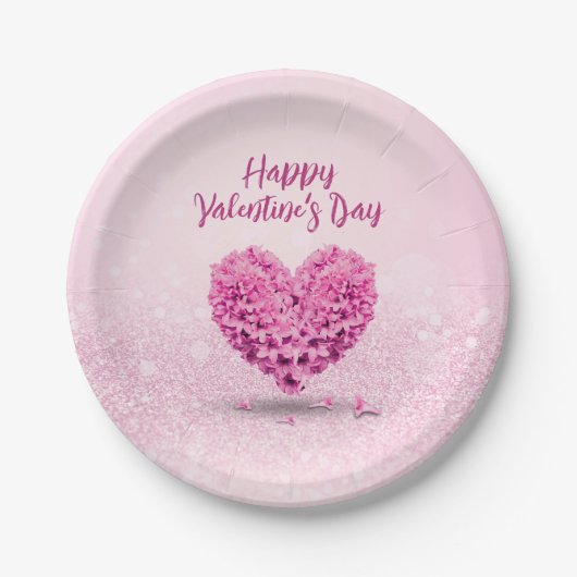 Assiettes En Carton Lovely Heart Heureuse Sainte-Valentin rose Hyacint (Devant)