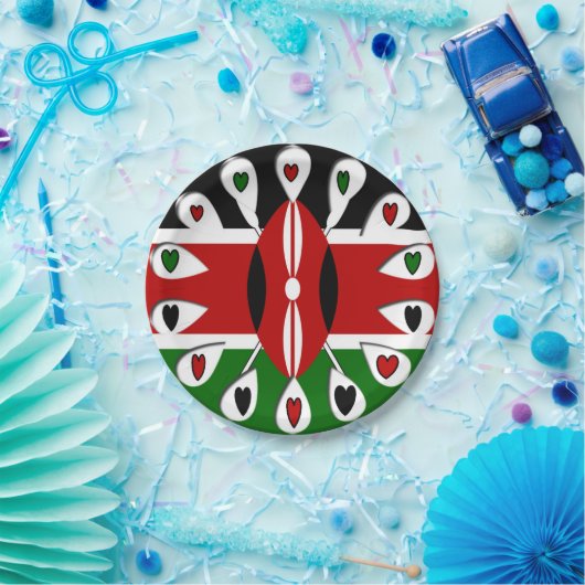 Assiettes En Carton Lovely Hearts Kenya Plaques de papier (Fête)
