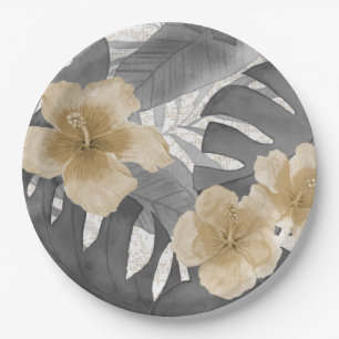 Assiettes En Carton Luana Aquarelle Tropical Neutral Floral